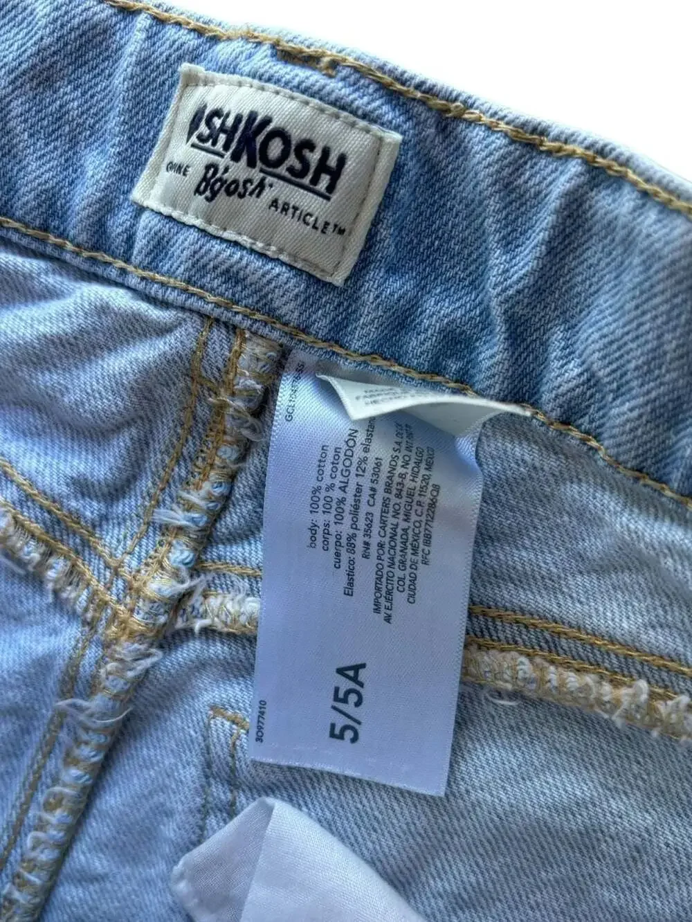 OshKosh B'gosh‎ Toddler Girls Distressed Denim Shorts Light Wash Size 5T